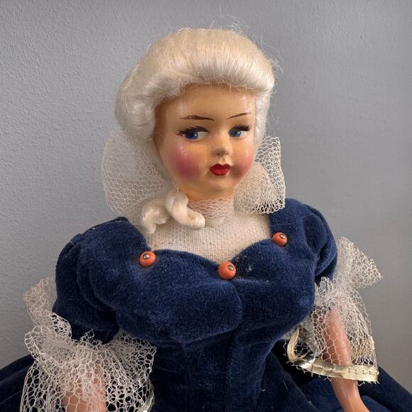 Antique Victorian Doll, Hand Painted Porcelain Face & Velvet Gown - Picture 1 of 10